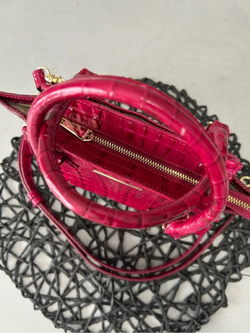 Brahmin La Scala Mini Priscilla Satchel Fuchsia Pink